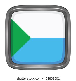 3D button Flag of Khabarovsk Krai republics / krays / provinces / federal cities / autonomous oblast / autonomous okrugs of Russia. Vector illustration.