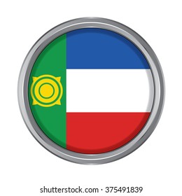 3D button Flag of Khakassia republics / krays / provinces / federal cities / autonomous oblast / autonomous okrugs of Russia. Vector illustration.