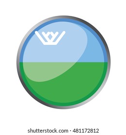 3D button Flag of Khanty-Mansi AO republics of Russia. Vector illustration.