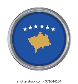 3D button Flag of Kosovo. Vector illustration. 