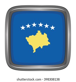 3D button Flag of Kosovo. Vector illustration.