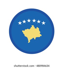 3D button Flag of Kosovo. Vector illustration.
