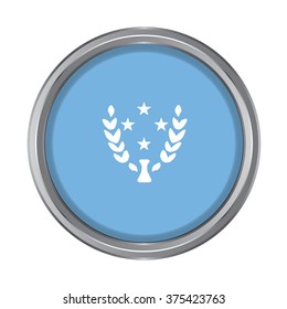 3D button Flag of Kosrae state of Micronesia. Vector illustration.