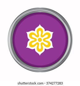 3D button Flag of Kyoto prefecture of Japan. Vector illustration.