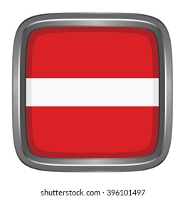 3D button Flag of Latvia. Vector illustration.