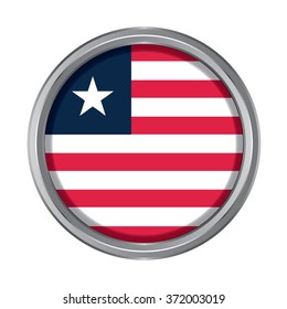 3D button Flag of Liberia. Vector illustration. 