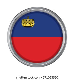 3D button Flag of Liechtenstain. Vector illustration. 