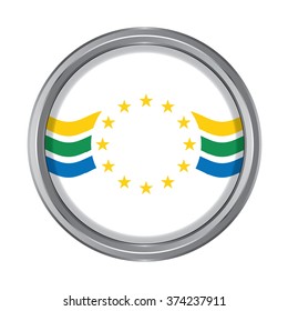 3D button Flag of Los Rios Region of chile. Vector illustration.