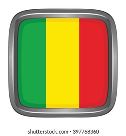 3D button Flag of Mali. Vector illustration.

