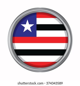 3D button Flag of Maranhao states,federal district of Brazil. Vector illustration.