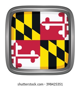 3D button Flag of Maryland state of the United States. Vector illustration.