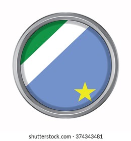 3D button Flag of Mato Grosso do Sul states,federal district of Brazil. Vector illustration.