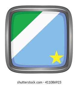 3D button Flag of Mato Grosso do Sul states,federal district of Brazil. Vector illustration.