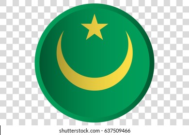 A 3D Button of the Flag of  Mauritania