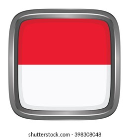 3D button Flag of Monaco. Vector illustration.