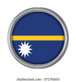 3D button Flag of Nauru. Vector illustration.