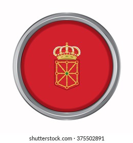 3D button Flag of Navarre or Navarra autonomous communities of the Spain. Vector illustration.
