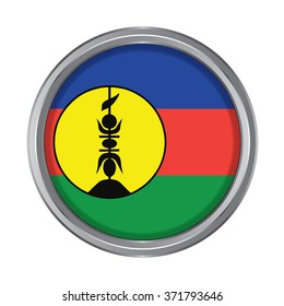 3D button Flag of New Caledonia. Vector illustration.