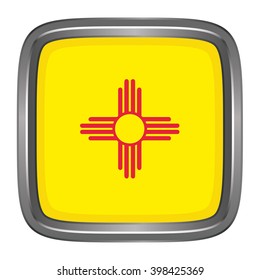3D button Flag of New Mexico state of the United States. Vector illustration.