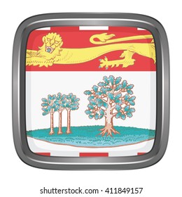 3D button Flag of Newfoundland and Labrador Province or territory of Canada. Vector illustration.