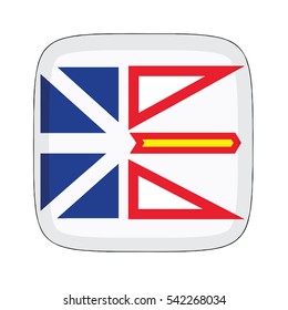 3D button Flag of Newfoundland and Labrador Province or territory of Canada. Vector illustration.