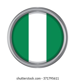 3D button Flag of Nigeria. Vector illustration.