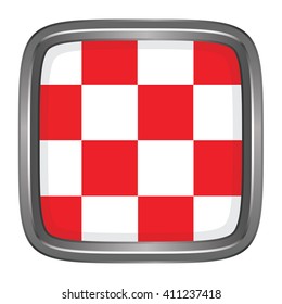 3D button Flag of North Brabant provinces of Netherlands. Vector illustration.