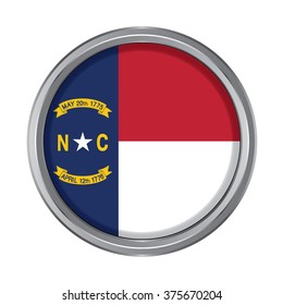 3D button Flag of North Carolina state of the United States. Vector illustration.