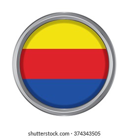3D button Flag of North Holland provinces of Netherlands. Vector illustration.