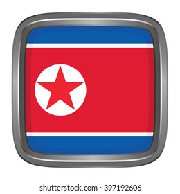 3D button Flag of North Korea. Vector illustration.