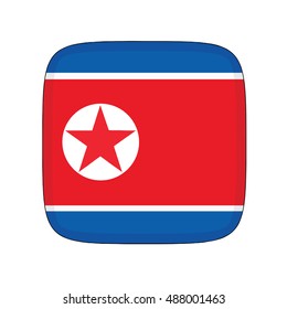 3D button Flag of North Korea. Vector illustration.