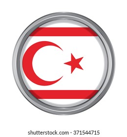 3D button Flag of Northern Cyprus. Vector illustration.