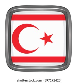 3D button Flag of Northern Cyprus. Vector illustration.