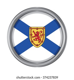 3D button Flag of Nova Scotia Province or territory of Canada. Vector illustration.