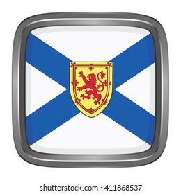 3D button Flag of Nova Scotia Province or territory of Canada. Vector illustration.