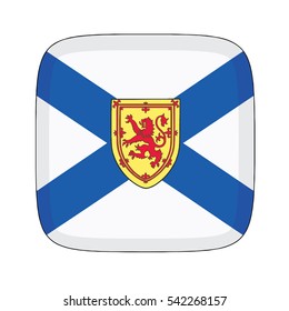 3D button Flag of Nova Scotia Province or territory of Canada. Vector illustration.