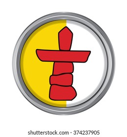 3D button Flag of Nunavut Province or territory of Canada. Vector illustration.
