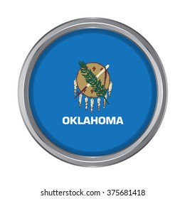 3D button Flag of Oklahoma state of the United States. Vector illustration.