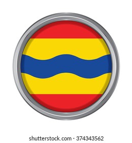 3D button Flag of Overijssel provinces of Netherlands. Vector illustration.