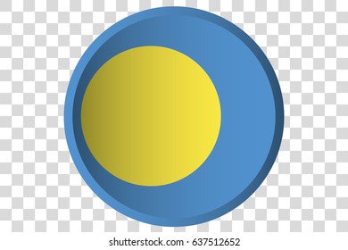 A 3D Button of the Flag of Palau