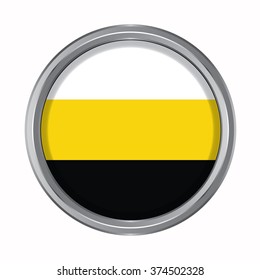 3D button Flag of Perak state and federal territory of Malaysia. Vector illustration.