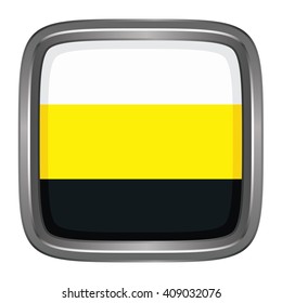 3D button Flag of Perak state and federal territory of Malaysia. Vector illustration.