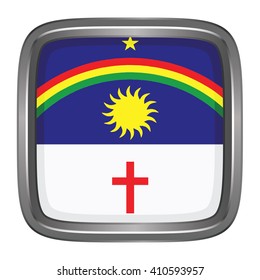3D button Flag of Pernambuco,federal district of Brazil. Vector illustration.