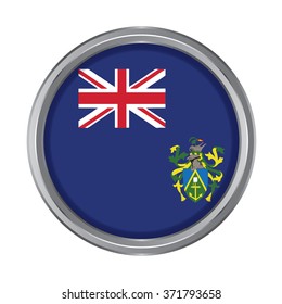 3D button Flag of Pitcairn Islands. Vector illustration.