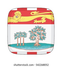 3D button Flag of Prince Edward Island Province or territory of Canada. Vector illustration.