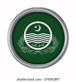 3D button Flag of Punjab provinces, territory, capital territory and autonomous territories of Pakistan. Vector illustration.