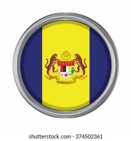 3D button Flag of Putrajaya state and federal territory of Malaysia. Vector illustration.