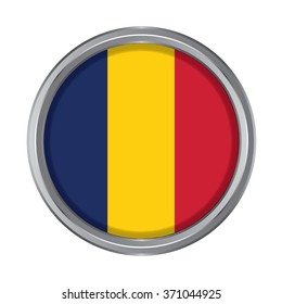 3D button Flag of Romania. Vector illustration. 