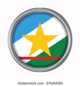3D button Flag of Roraima states,federal district of Brazil. Vector illustration.