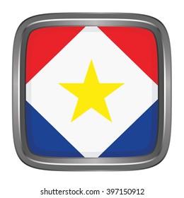 3D button Flag of Saba. Vector illustration.